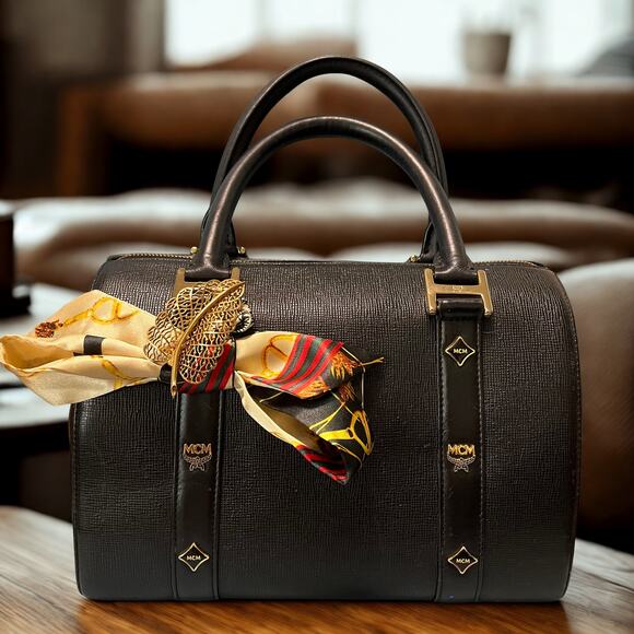 MCM Black Boston Bag in Saffiano Leather - Picture 1 of 7